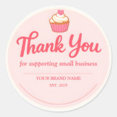 Pink Cupcake Bakery Thank You ラウンドシール (正面)