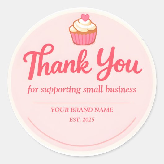 Pink Cupcake Bakery Thank You ラウンドシール (正面)