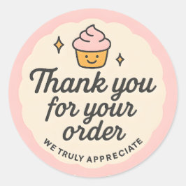 Pink Cupcake baking Thank You Sticker  ラウンドシール
