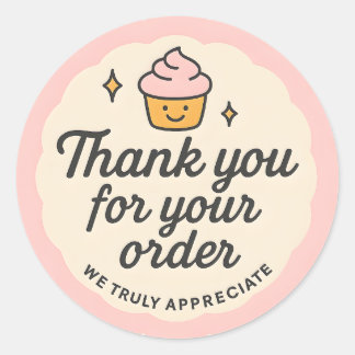 Pink Cupcake baking Thank You Sticker ラウンドシール