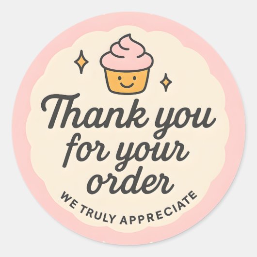 Pink Cupcake baking Thank You Sticker  ラウンドシール (正面)