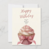 Pink cupcake Birthday Celebration invitation ノートカード (正面)