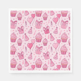 Pink Cupcake Birthday Napkins スタンダードランチョンナプキン