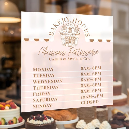 Pink Cupcake French Bakery Pastry Shop Store Hours ウィンドウサイン