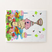 Pink Cupcake Happy Birthday Cupcake Puzzles  ジグソーパズル (横)