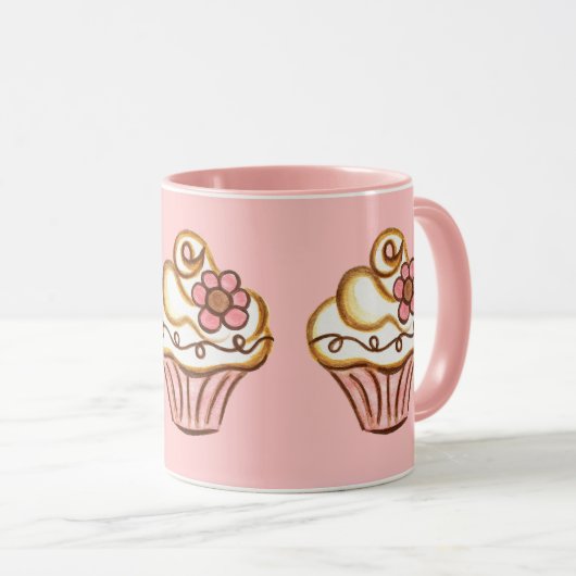 Pink Cupcake Mug マグカップ (正面右)