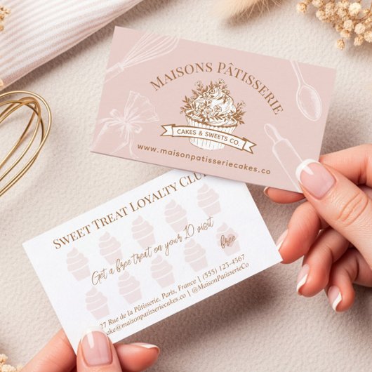 Pink Cupcake Pastry Chef Baking Utensils Bakery ロイヤリティカード