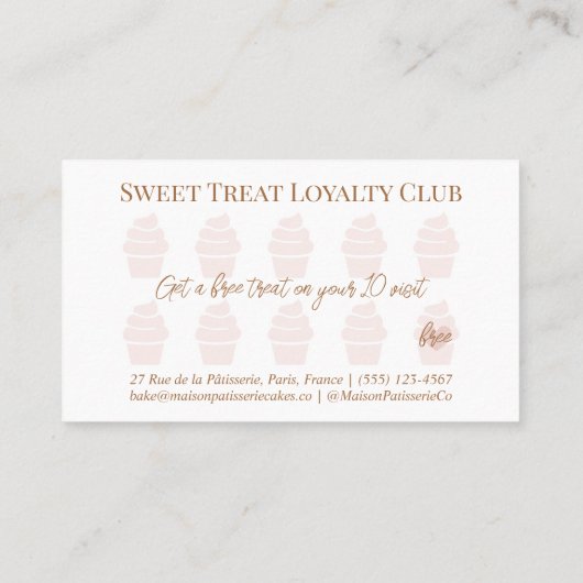Pink Cupcake Pastry Chef Baking Utensils Bakery ロイヤリティカード (裏面)