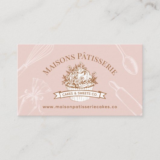 Pink Cupcake Pastry Chef Baking Utensils Bakery ロイヤリティカード (正面)