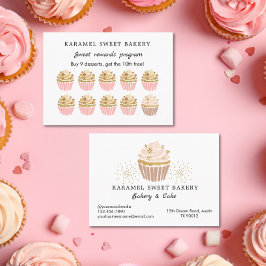 Pink Cupcakes Bakery Program Reward Loyalty Card 名刺