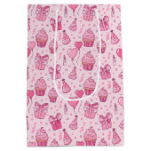 Pink Cupcakes Birthday GIft Bag ミディアムペーパーバッグ (裏面)