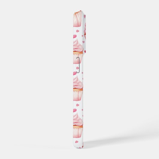 Pink Cupcakes & Hearts iPhone Case Cute Sweet iPhoneケース (右側面)