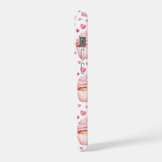 Pink Cupcakes & Hearts iPhone Case Cute Sweet iPhoneケース (左側面)