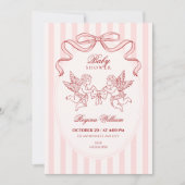 Pink Cupid angel baby shower 招待状 (正面)