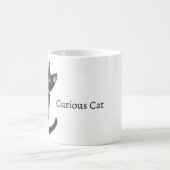 Pink Curtain Curious Cat コーヒーマグカップ (中央)