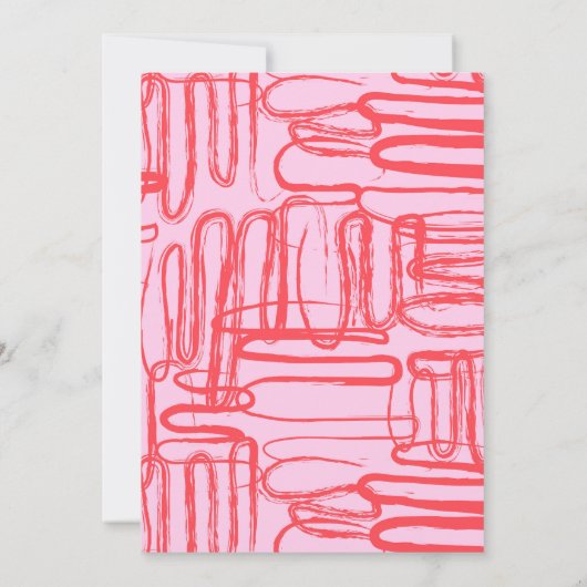 Pink Curve Wavy Squiggle Abstract Baby Shower 招待状 (裏面)