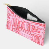 Pink Curve Wavy Squiggle Abstract Modern アクセサリーポーチ (見開き)