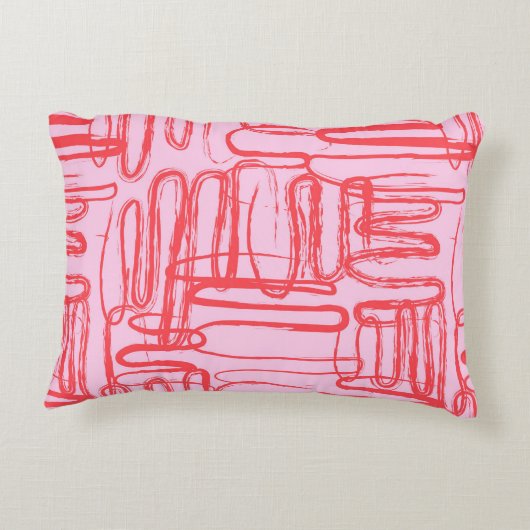 Pink Curve Wavy Squiggle Abstract Modern アクセントクッション (裏面)