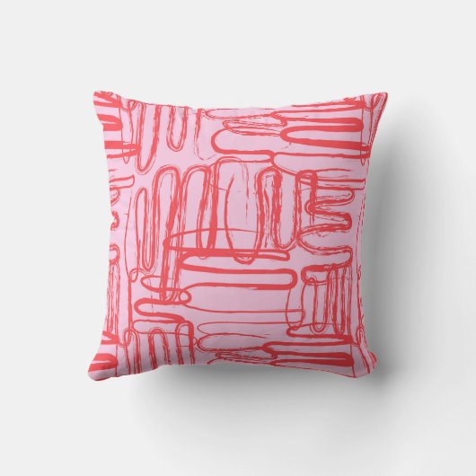 Pink Curve Wavy Squiggle Abstract Modern クッション (裏面)
