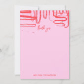 Pink Curve Wavy Squiggle Abstract Modern サンキューカード (正面)