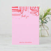 Pink Curve Wavy Squiggle Abstract Modern サンキューカード (スタンド正面)