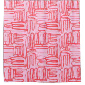 Pink Curve Wavy Squiggle Abstract Modern シャワーカーテン (正面)