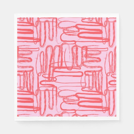 Pink Curve Wavy Squiggle Abstract Modern スタンダードランチョンナプキン (正面)
