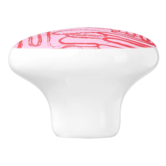 Pink Curve Wavy Squiggle Abstract Modern セラミックノブ (側面)