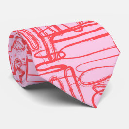 Pink Curve Wavy Squiggle Abstract Modern ネクタイ