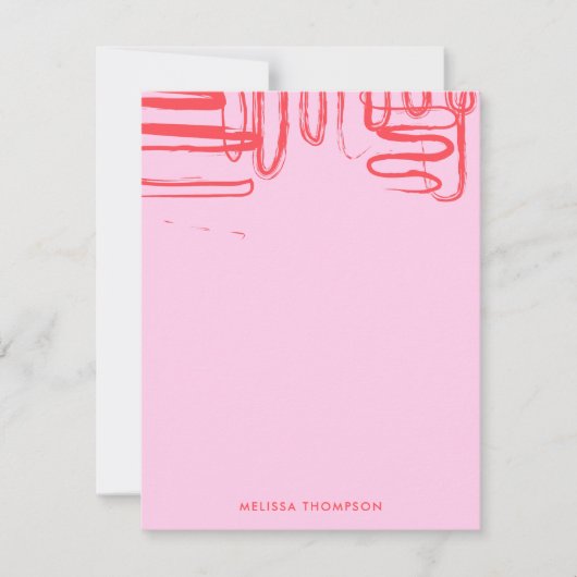 Pink Curve Wavy Squiggle Abstract Modern ノートカード (正面)