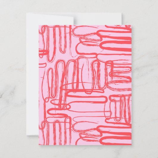Pink Curve Wavy Squiggle Abstract Modern ノートカード (裏面)