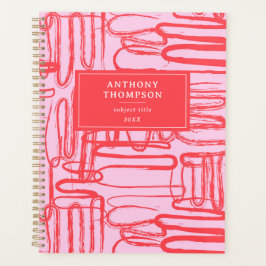 Pink Curve Wavy Squiggle Abstract Modern プランナー手帳