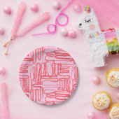 Pink Curve Wavy Squiggle Abstract Modern ペーパープレート (パーティー)