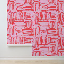 Pink Curve Wavy Squiggle Abstract Modern 壁紙