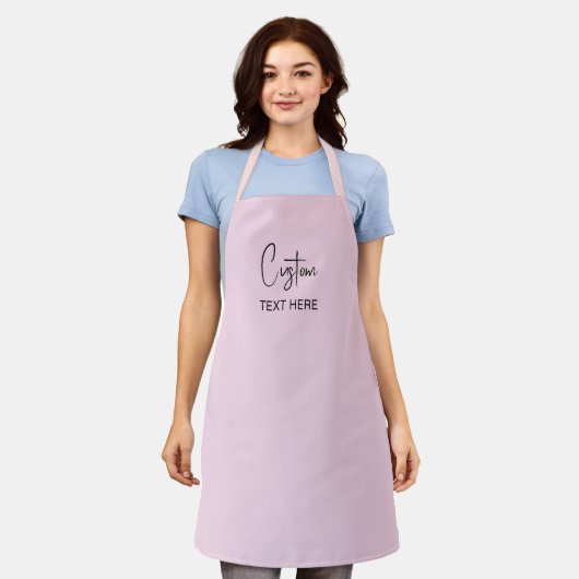 Pink Custom Aprons for Womens Ruffled Personalized エプロン (着用した状態)