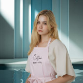 Pink Custom Aprons for Womens Ruffled Personalized エプロン