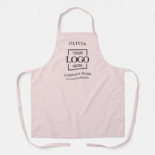 Pink Custom Business Logo & Employee Name Branded エプロン (正面)