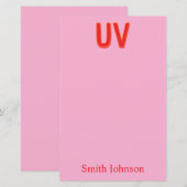 Pink Custom Monogram Stationery Note Card (正面/裏面)