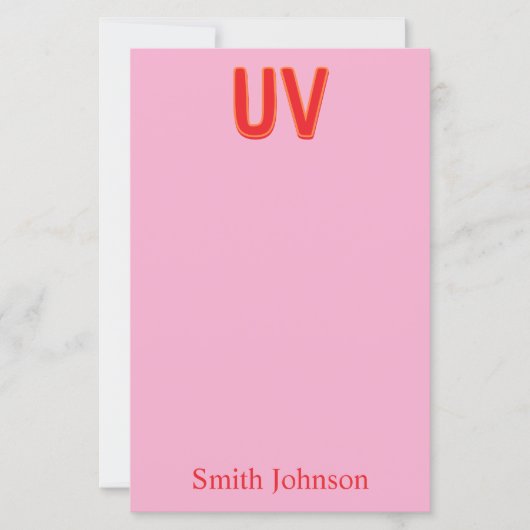 Pink Custom Monogram Stationery Note Card (正面)