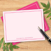 Pink Custom Name Two Border Design Personalized  ノートカード