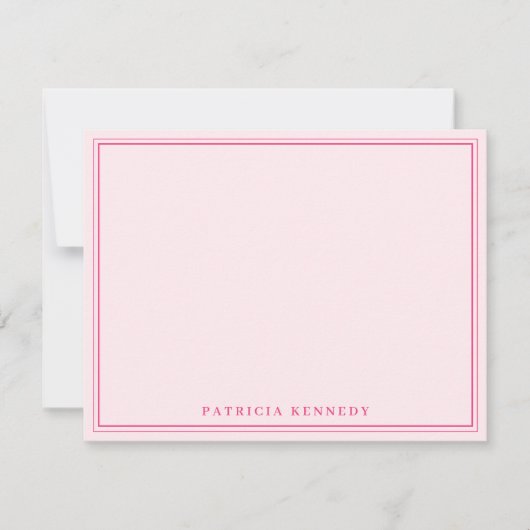Pink Custom Name Two Border Design Personalized  ノートカード (正面)