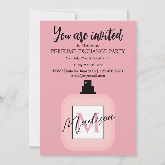 Pink Custom Perfume Exchange Party 招待状 (正面)