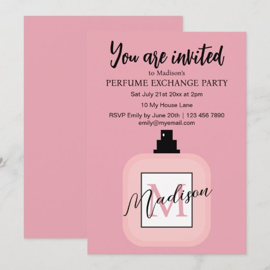 Pink Custom Perfume Exchange Party 招待状 (正面/裏面)