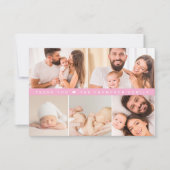 Pink Custom Photo Collage Baby Shower サンキューカード (正面)