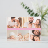 Pink Custom Photo Collage Baby Shower サンキューカード (スタンド正面)