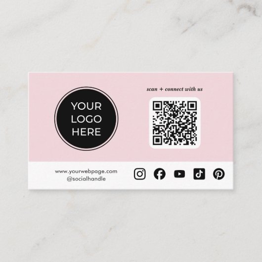 Pink Custom Social Media QR Code Logo 名刺 (正面)