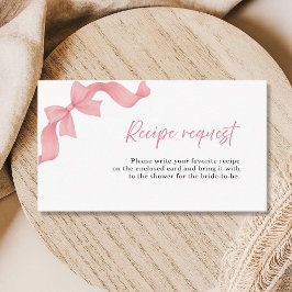 Pink Cute Bow Bridal Shower Recipe Request エンクロージャーカード