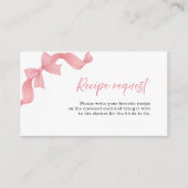 Pink Cute Bow Bridal Shower Recipe Request エンクロージャーカード (正面)