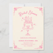 Pink cute cake bridal shower 招待状 (正面)