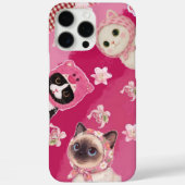 Pink Cute Cat Phone Case Kawaii Kitten Aesthetic Case-Mate iPhoneケース (裏面)